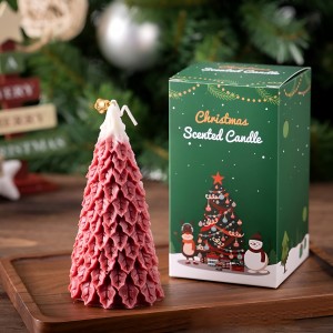 6" Festive Pillar Christmas Tree Scented Candle - [WSG043]